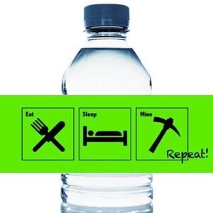 Eat Sleep Mine Repeat Water Bottle Labels| Eat Sleep Mine Party Favor| 12 labels